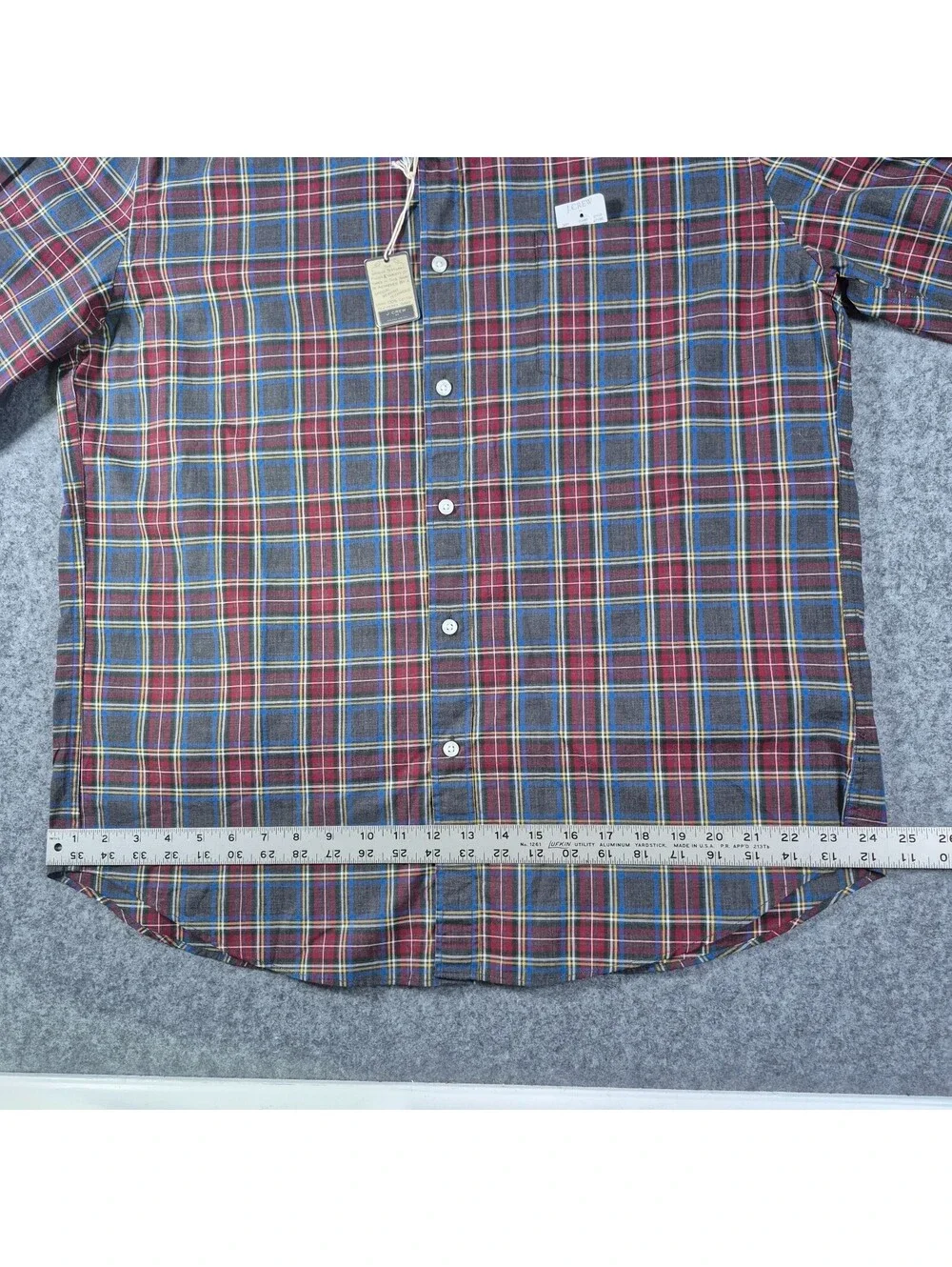 NWT J. Crew Heathered Cotton Long Sleeve Shirt Sz XL Plaid Button Collar